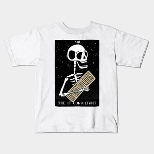 funny tarot card – The IT consultant (black on white) Kids T-Shirt